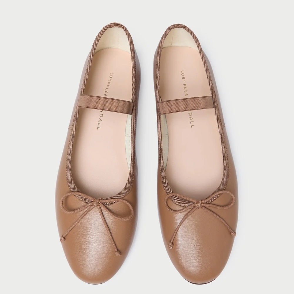 Loeffler Randall Brown Leather Flats with Bow